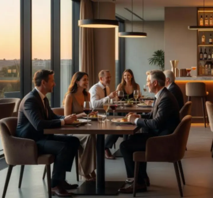 Goście podczas eleganckiego wieczornego wydarzenia w restauracji Strefa Live