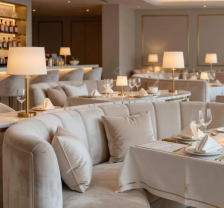 Eleganckie, wieczorne wnętrze restauracji i lounge Strefa Live